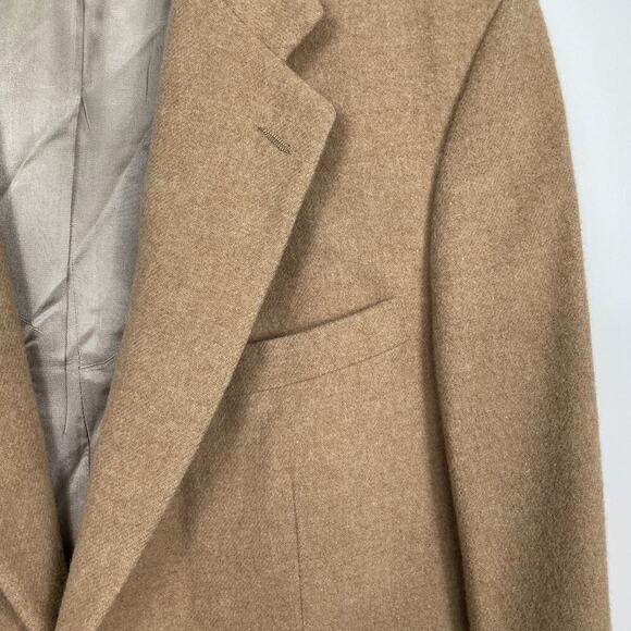 Vtg Lands End Camel Hair Wool Sport Coat Blazer Mens 44L Tan Preppy Business - Picture 5 of 14